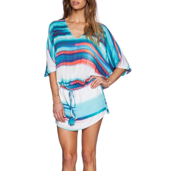 Vix Paula Hermanny Swimwear Cover-Up Kay Short Dress Al Mare Print S - Picture 2 of 11